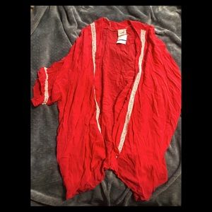 Coral/red color cardigan